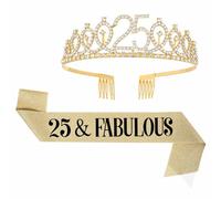 SHTGOI Ensemble de couronnes d'anniversaire pour le 25ème anniversaire - Couronne d'anniversaire et écharpe d'anniversaire - 25 et fabuleux anniversaire fille - Écharpe décorative et diadème - Cadeau