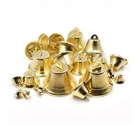 SHTGOI Lot de 100 mini cloches dorées de 14 mm - Mini cloches Jingle Bells - Vintage - En fer - Carillons éoliens - Cloches de Noël - Pour bricolage et décoration de sapin de Noël