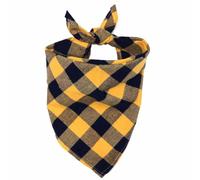 SHTGOI Lot de 2 bandanas pour chien - Bandana classique à carreaux - Lavable - En coton - Pour animal de compagnie - Réglable - Pour chiens de petite taille moyenne et chat - Grand carreaux jaunes - L