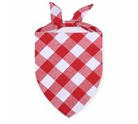 SHTGOI Lot de 2 foulards pour chien classiques à carreaux en coton bandanas réglable triangle foulard pour chien de petite taille moyenne chiens chats animaux domestiques rose-blanc M