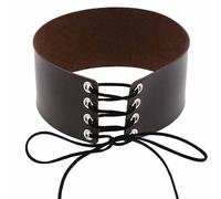SHTGOI Lot de 2 jarretières en cuir de 6 cm de large - Anneau de cuisse - Style punk gothique - Avec cordon réglable - Sexy - Pour femme - Carnaval - Cosplay - Accessoire de fête - Curry foncé