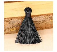 SHTGOI Lot de 20 pompons multicolores de 4 cm - Fait à la main - Accessoires pour bricolage, artisanat, boucles d'oreilles, sacs, travaux manuels, porte-clés, marque-page - Noir