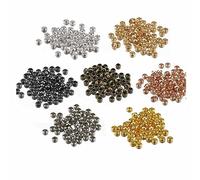 SHTGOI Lot de 200 perles d'espacement rondes en acier inoxydable de 3,5 mm - Sans couture - Petites perles d'espacement - Avec trou - Pour bricolage, bracelet, collier, fabrication de bijoux