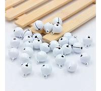 SHTGOI Lot de 50 clochettes en métal - 14 mm - Pour décoration de Noël, fabrication de bijoux, colliers d'animaux de compagnie, porte-clés - Blanc