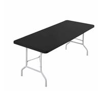 SHTGOI Nappe de table rectangulaire extensible en élasthanne avec élastique, lavable et pliable - Pour extérieur, terrasse, fête, camping, table de camping - Noir - 122 x 60 cm