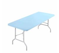 SHTGOI Nappe extensible en spandex pour table - Rectangulaire - Protège-table avec élastique - Lavable et pliable - Nappe de jardin pour terrasse extérieure, fête, camping - Denim bleu - 122 * 60 cm