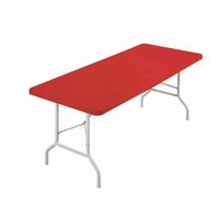 SHTGOI Nappe extensible en spandex rectangulaire avec élastique - Nappe de table extensible lavable et pliable pour jardin, terrasse, fête en plein air, camping - Rouge 6 pieds (183 x 76 cm)