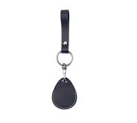 SHTGOI Porte-cartes d'accès en cuir - Organiseur avec porte-badge Airtag RFID Pod - Anti-gouttes d'eau - Anti-rayures - Porte-clés avec une mini poche, Noir , 01#