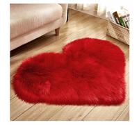 SHTGOI Tapis moelleux en fourrure en forme de cœur - Tapis doux à poils longs en peau d'agneau - Tapis en fausse fourrure de mouton - Coussin de chaise - Tapis de sapin pour salon, canapé, chambre à