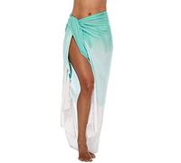 SHU-SHI - Sarong/paréo - pour femme - look de plage - à porter au-dessus du maillot de bain - dégradé de couleurs - vert