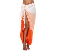 SHU-SHI - Sarong/paréo - pour femme - look de plage - à porter au-dessus du maillot de bain - dégradé de couleurs - corail