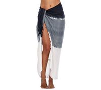 SHU-SHI - Sarong/paréo - pour femme - look de plage - à porter au-dessus du maillot de bain - dégradé de couleurs - noir