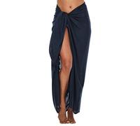 SHU-SHI - Sarong/paréo - pour Femme - Look de Plage - à Porter au-Dessus du Maillot de Bain - Taille Unique - Bleu Nuit