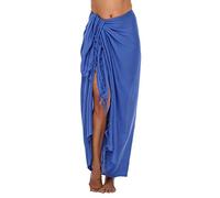 SHU-SHI - Sarong/paréo - pour Femme - Look de Plage - à Porter au-Dessus du Maillot de Bain - Taille Unique - Bleu Azur