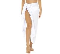 SHU-SHI - Sarong/paréo - pour Femme - Look de Plage - à Porter au-Dessus du Maillot de Bain - Taille Unique - Blanc