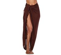 SHU-SHI - Sarong/paréo - pour Femme - Look de Plage - à Porter au-Dessus du Maillot de Bain - Taille Unique - Marron