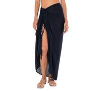 SHU-SHI - Sarong/paréo - pour Femme - Look de Plage - à Porter au-Dessus du Maillot de Bain - Taille Unique - Noir