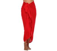 SHU-SHI - Sarong/paréo - pour Femme - Look de Plage - à Porter au-Dessus du Maillot de Bain - Taille Unique - Rouge