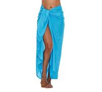SHU-SHI - Sarong/paréo - pour Femme - Look de Plage - à Porter au-Dessus du Maillot de Bain - Taille Unique - Turquoise
