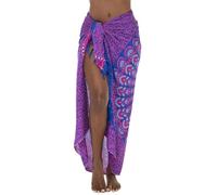SHU-SHI - Sarong pour femme - look de plage - à porter sur le maillot de bain - motif mandala/paon - taille unique - bleu/rose