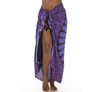SHU-SHI - Sarong pour femme - look de plage - à porter sur le maillot de bain - motif mandala/paon - taille unique - violet