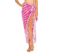 SHU-SHI - Sarong pour femme - look de plage - à porter sur le maillot de bain - motif mandala/paon - taille unique - rose/blanc