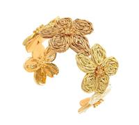 Shuade Artistique pour femme fait main raphia et alliage tissé floral bijoux cadeau style vintage bracelet créatif floral tissé chaîne de main, taille unique, Comme décrit