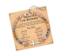 Shuade Bracelet à breloques « Faith Encouraged Meet » - Cadeau unique pour femme - Pour Noël, Pâques, anniversaire, période spéciale - Crucifix de qualité supérieure - Avec carte inspirante, taille