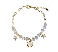 Shuade Bracelet élégant en perles de verre de cristal inspiré de la mer - Chaîne réglable - Bijou minimaliste - Accessoire de mode léger
