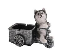 Shuade Cendrier créatif en forme de chien de dessin animé - Accessoire de bureau portable en résine avec protection anti-déversement pour chambre à coucher ou utilisation - Grand plateau collecteur de