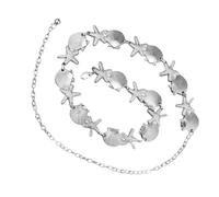 Shuade Chaîne de taille élégante en forme d'étoile de mer ornée de coquillages en métal et de perles pour un look tendance et réglable, Métal