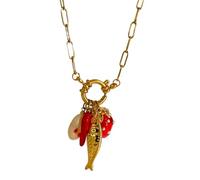 Shuade Collier avec pendentif en céramique en forme de poisson, fraise, poivre, design léger, en acier inoxydable, accessoire pour les tenues quotidiennes