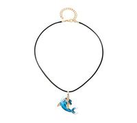 Shuade Collier avec pendentif en forme de dauphin avec strass - Longueur réglable - Accessoire de fête pour les amoureux de la mer et les admirateurs d'animaux - Collier en alliage