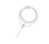 Shuade Collier croisé polyvalent avec chaîne réglable pour superposer des bijoux légers et minimalistes à porter au quotidien et lors d'événements, collier multicouche pour femme, taille unique, Comme