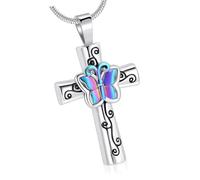 Shuade Collier urne pour cendres d'animaux de compagnie - Collier en forme de papillon sculpté - Fournitures de bijoux pour animaux de compagnie - Pendentif urne funéraire