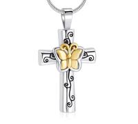 Shuade Collier urne pour cendres d'animaux de compagnie - Collier en forme de papillon sculpté - Fournitures de bijoux pour animaux de compagnie - Pendentif urne funéraire
