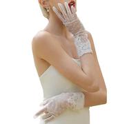 Shuade Gants de mariée transparents avec broderie en dentelle, motif floral pour cérémonie de mariage, fête, invités, accessoires de photographie, gants pour occasions formelles, Laiteux, taille