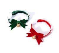 Shuade Lot de 2 colliers réglables pour chien sur le thème de Noël avec clochettes pour animal de compagnie, nœud papillon, fournitures festives réglables pour festival, décoration de printemps