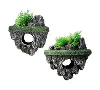 Shuade Lot de 2 pierres naturelles flottantes pour aquariums - Décorations en résine - Design sûr - Décoration suspendue pour aquarium