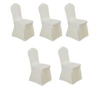 Shuade Lot de 5 housses de chaise lavables en polyester avec fermeture élastique - Tissu résistant aux éclaboussures pour tables de banquet, décorations de fête et lieux d'hospitalité - Imperméables
