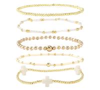 Shuade Lot de 5 perles en cuivre avec pendentif crucifix géométrique pour tous les jours tissés à la main, taille unique, Comme décrit