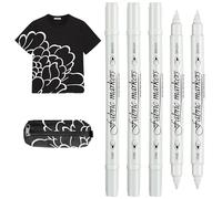 Shuade Lot de 5 stylos à double pointe pour textile à séchage rapide, pointes lisses, fines et larges pour personnaliser les vêtements et les loisirs créatifs