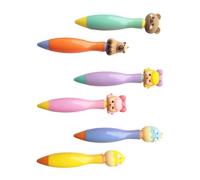 Shuade Lot de 6 stylos à bille courts avec poignée ergonomique de 0,7 mm - Encre bleue pour écrire, journal, prise de notes, corps large et confortable