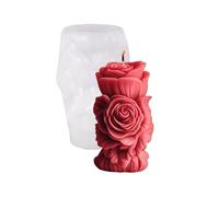 Shuade Moule cylindrique en silicone en forme de rose en relief pour résine époxy, savon, gypse