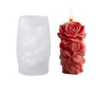 Shuade Moule cylindrique en silicone en forme de rose en relief pour résine époxy, savon, gypse