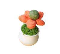 Shuade Plante amusante en pot avec balle à lécher pour chatons, divertissement, pour une utilisation en intérieur et pour promouvoir la santé des dents des chats, jouet de divertissement pour chats