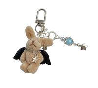 Shuade Porte-clés en forme d'animal en peluche léger PP coton peluche jouet à suspendre pour un usage quotidien et voyage élégant pendentif de sac pour femme, kaki, taille unique