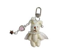 Shuade Porte-clés en forme d'animal en peluche léger PP coton peluche jouet à suspendre pour un usage quotidien et voyage élégant pendentif de sac pour femme, beige, taille unique
