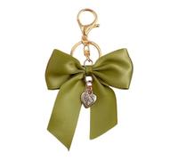 Shuade Porte-clés en forme de nœud en ruban avec perles d'imitation pour sac à main, décoration pratique en alliage, Vert, Pearl Pendant