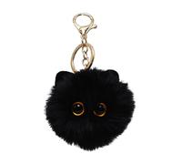 Shuade Porte-clés mignon en forme de chat en peluche pour sac à dos cadeau pour fille enfant blanc/noir fait à la main